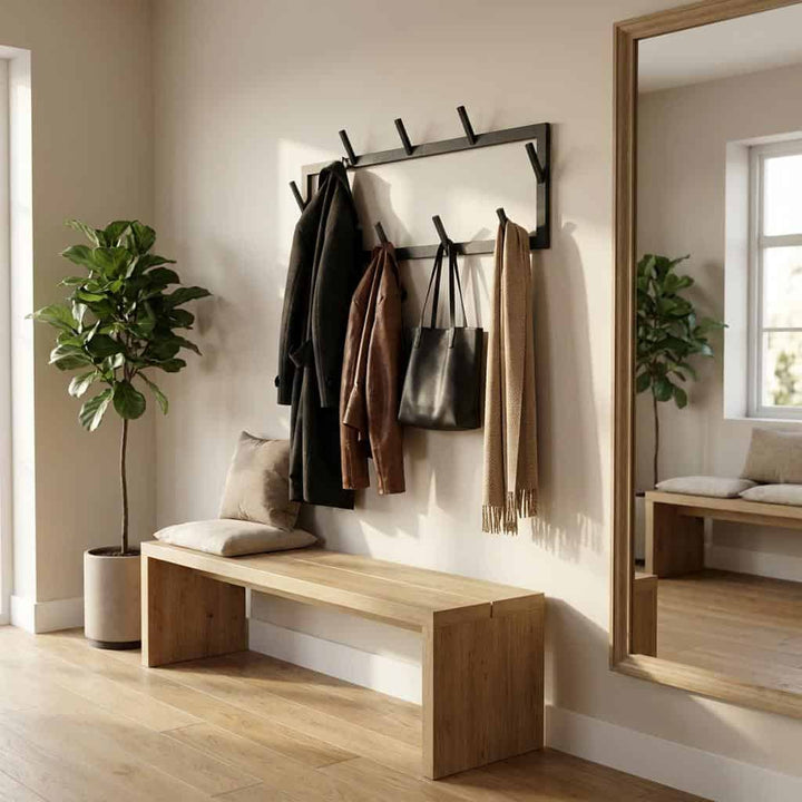 Wandhakenleiste aus Metall Schwarz – Moderner Wandhaken für Flur und Garderobe