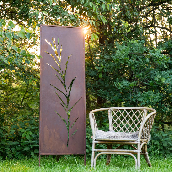 Sichtschutz Gartenpaneel Metall – Motiv Gras, 160 × 50 cm