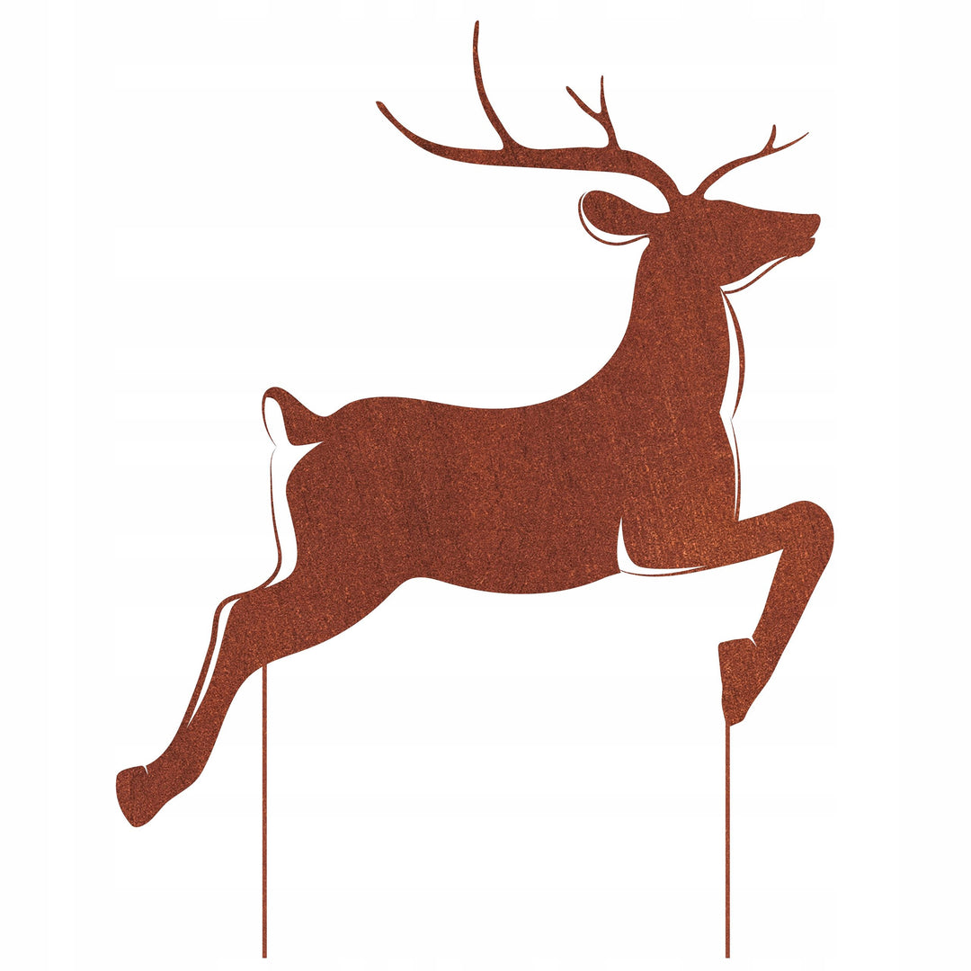 Edelrost Gartenfigur Hirsch – Metallfigur auf Einschlagbeinen, 74 cm