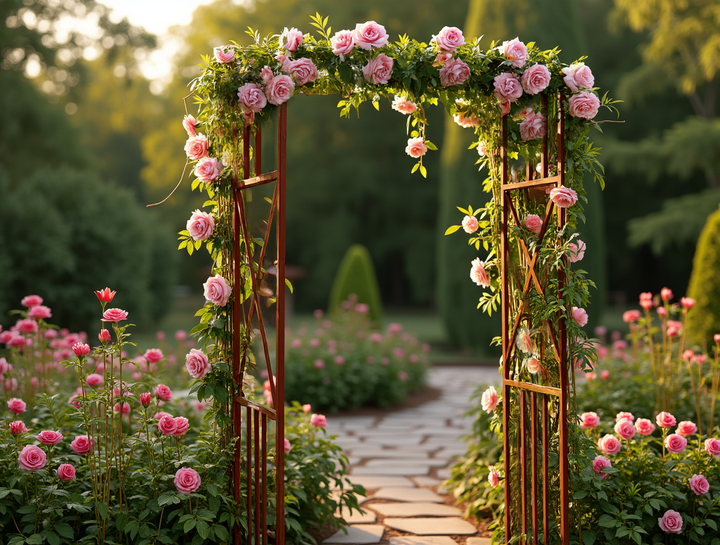 Rosenbogen Pergola aus Metall – Rankhilfe für Garten, 220 cm