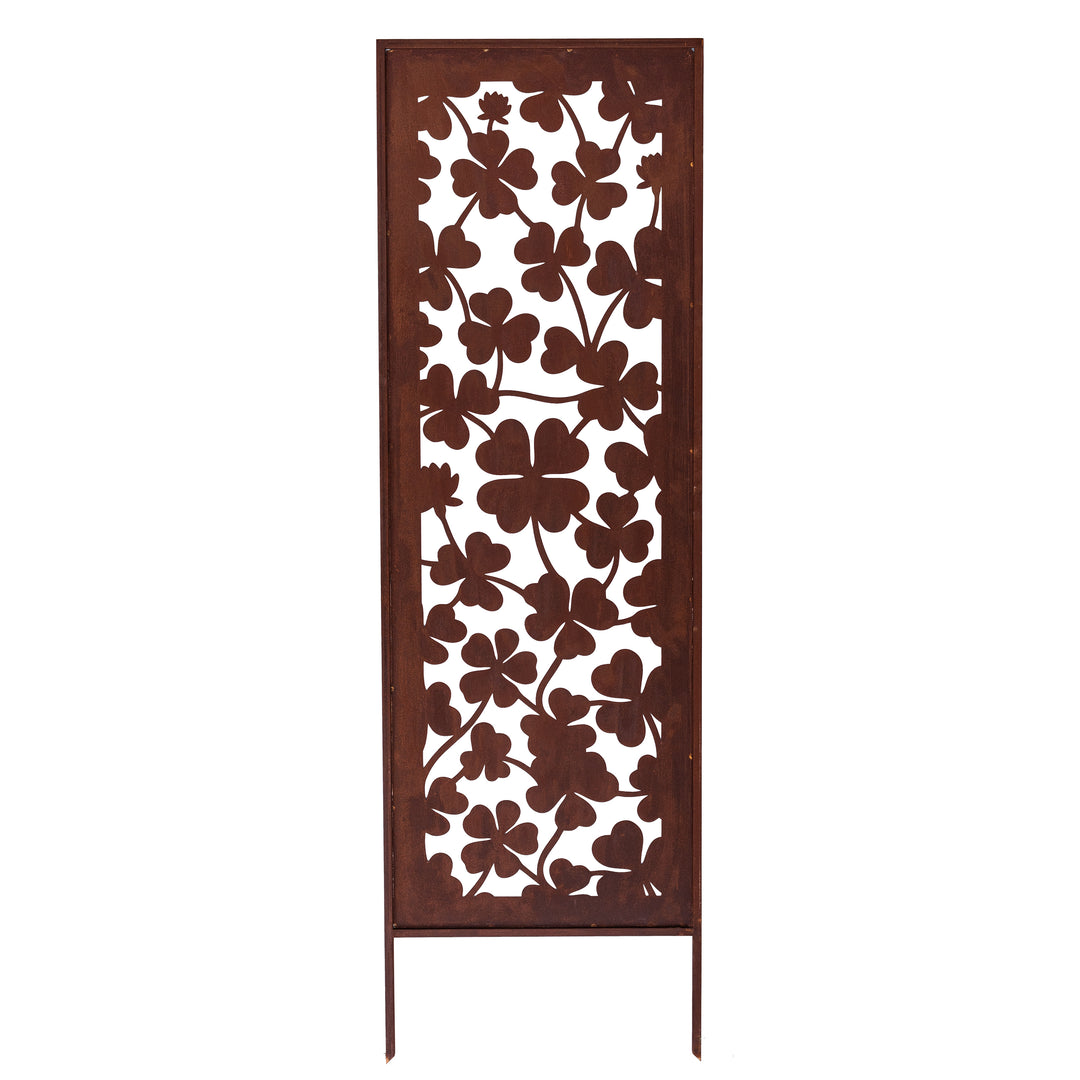 Sichtschutz Gartenpaneel Metall – Motiv Klee (Version mit Rahmen), 160 × 50 cm