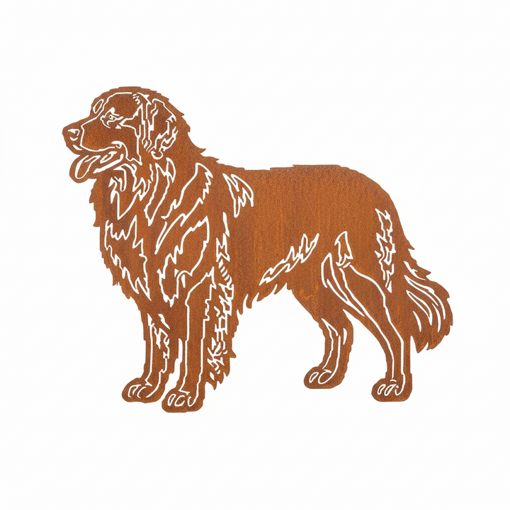 Edelrost Gartenstecker Hovawart – Hundesilhouette aus Metall, 52 cm