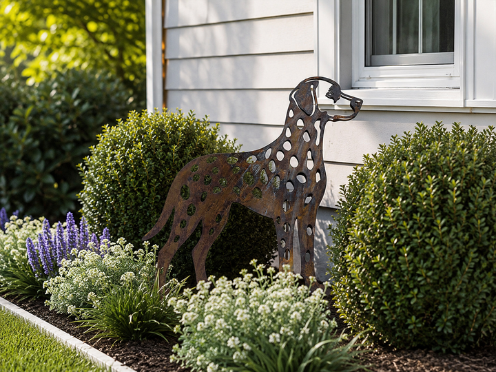 Edelrost Gartenstecker Dalmatiner - Hundesilhouette aus Metall 45 cm