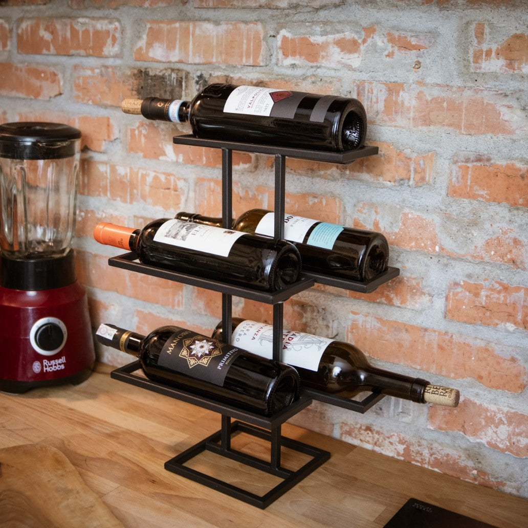 Freistehendes Weinregal aus Metall – Flaschenhalter für 5 Flaschen, 42 cm