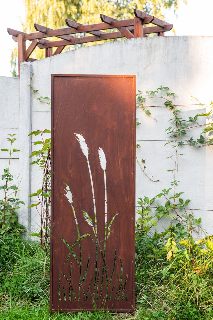 Sichtschutz Gartenpaneel Metall – Motiv Gras, 160 × 50 cm