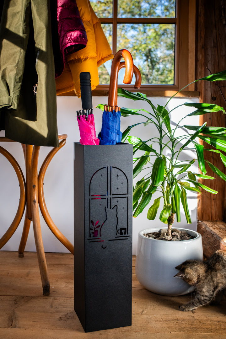 Metal Umbrella Stand – Umbrella Holder with Leaf Motif