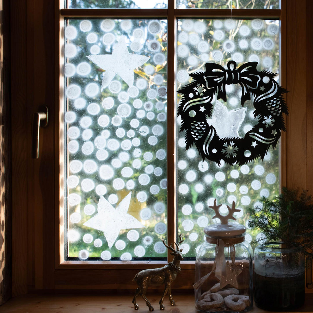 Dekorativer Weihnachtskranz – Metallkranz für Tür oder Fenster