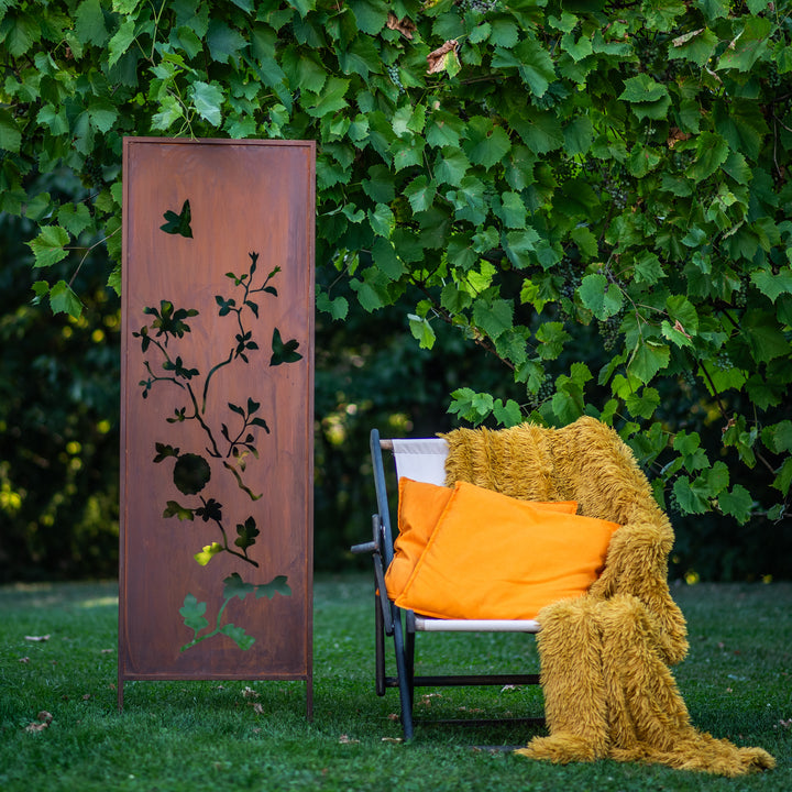 Sichtschutz Gartenpaneel Metall – Motiv Blütenzweig, 160 × 50 cm