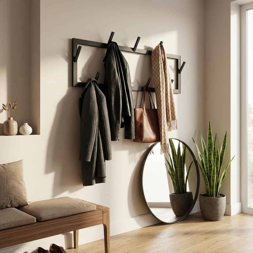 Wandhakenleiste aus Metall Schwarz – Moderner Wandhaken für Flur und Garderobe