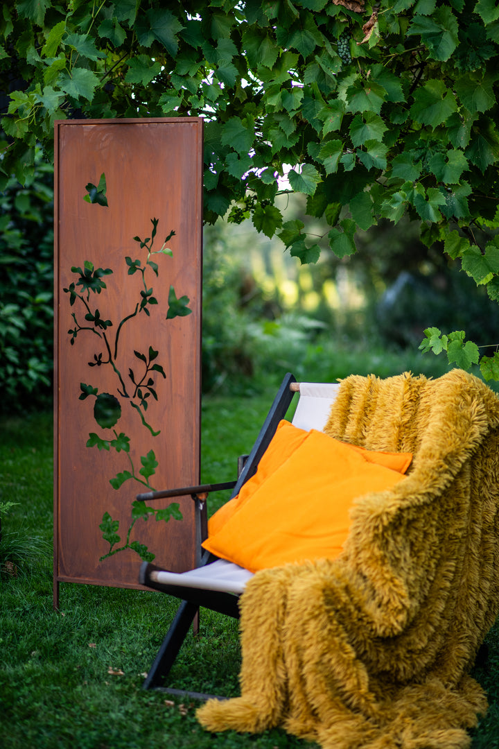 Sichtschutz Gartenpaneel Metall – Motiv Blütenzweig, 160 × 50 cm