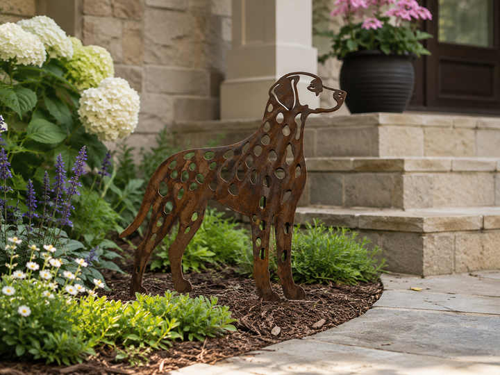 Edelrost Gartenstecker Dalmatiner - Hundesilhouette aus Metall 45 cm