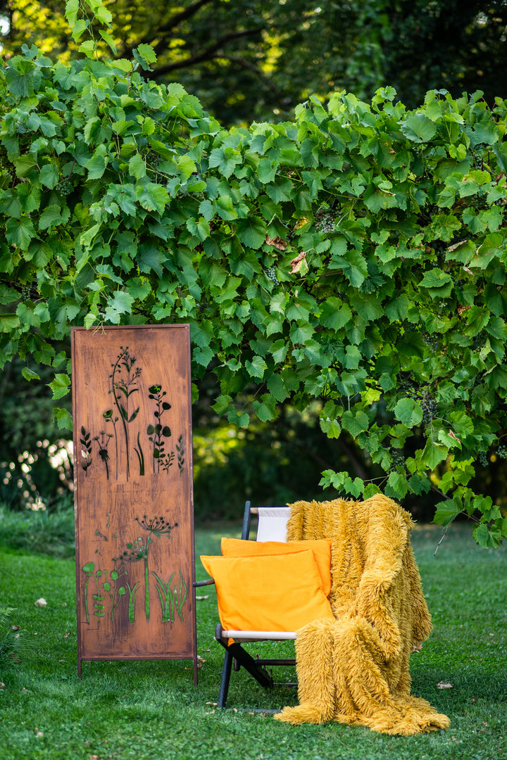 Sichtschutz Gartenpaneel Metall – Motiv Wilde Wiese, 160 × 50 cm
