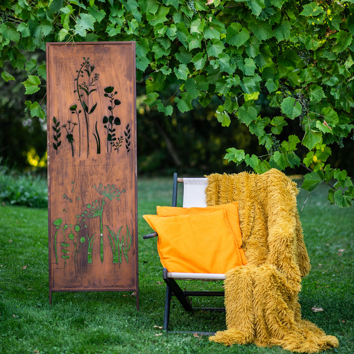 Sichtschutz Gartenpaneel Metall – Motiv Wilde Wiese, 160 × 50 cm
