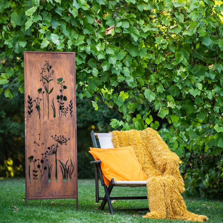 Sichtschutz Gartenpaneel Metall – Motiv Wilde Wiese, 160 × 50 cm