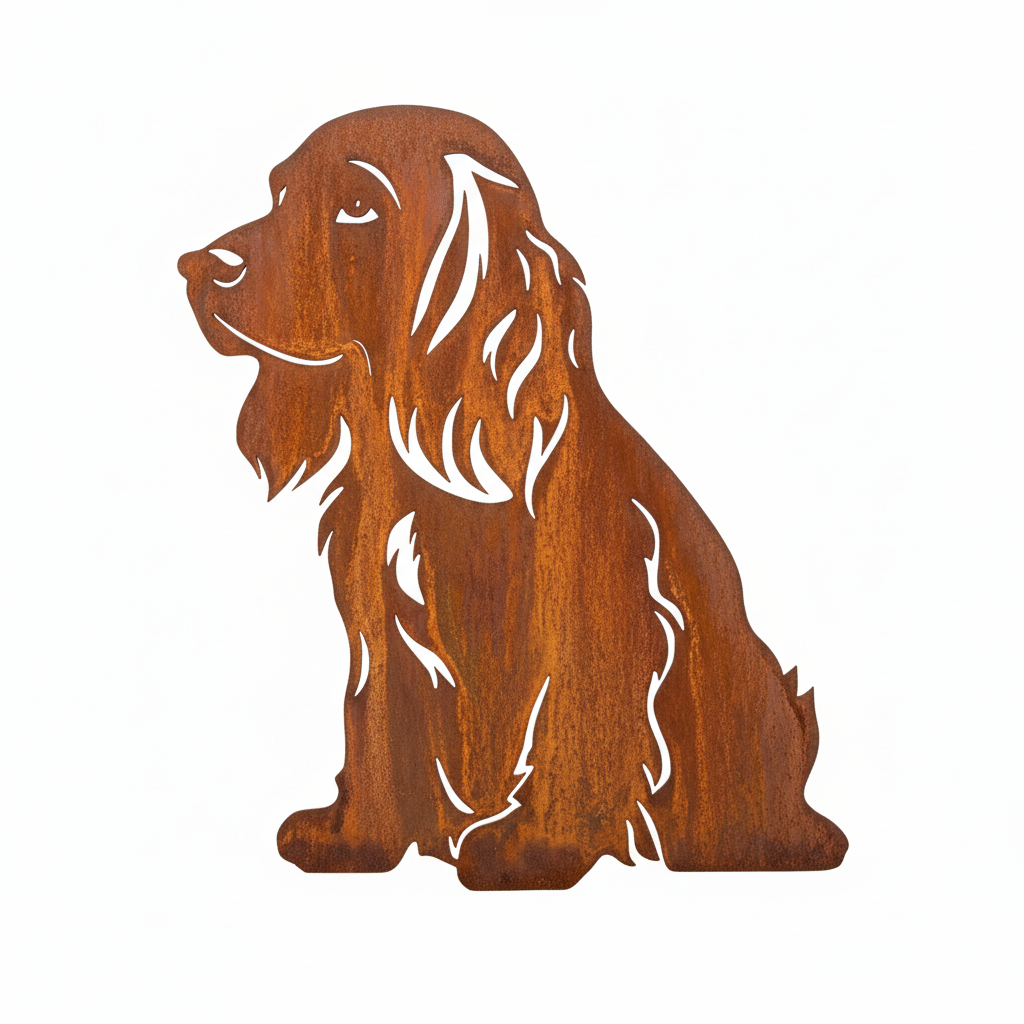 Edelrost Gartenstecker Cocker Spaniel – Hundesilhouette aus Metall, 30 cm