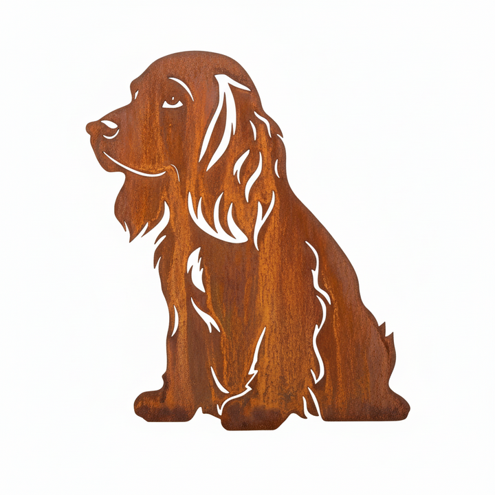 Edelrost Gartenstecker Cocker Spaniel – Hundesilhouette aus Metall, 30 cm
