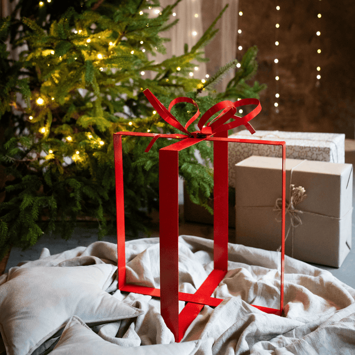 Weihnachtsdeko Outdoor – 3 Geschenkboxen aus Metall in Rot
