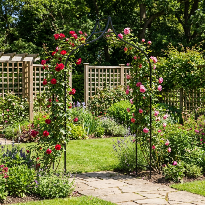 Metall Gartenbogen 240 × 150 cm Schwarz