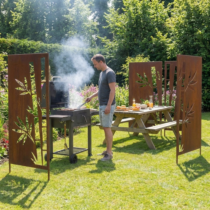 2er-Set Sichtschutz Gartenpaneel Metall – Motiv Bambus, 160 × 50 cm