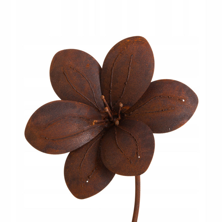 Edelrost Gartenstecker Blume – Gartendeko aus Metall