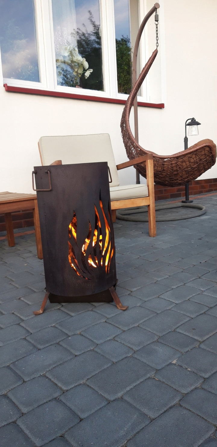 Feuertonne Gartenfeuerstelle aus Metall in Rostoptik, Ø 30