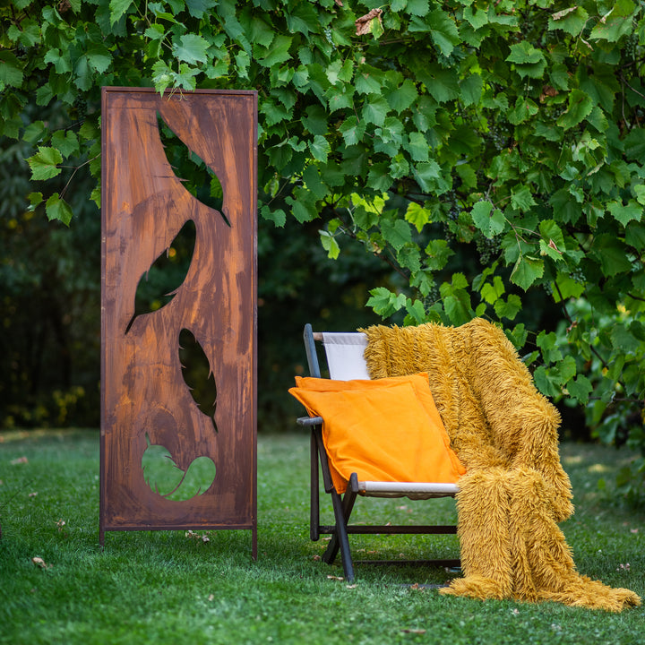 Sichtschutz Gartenpaneel Metall – Motiv Vier Federn, 160 × 50 cm