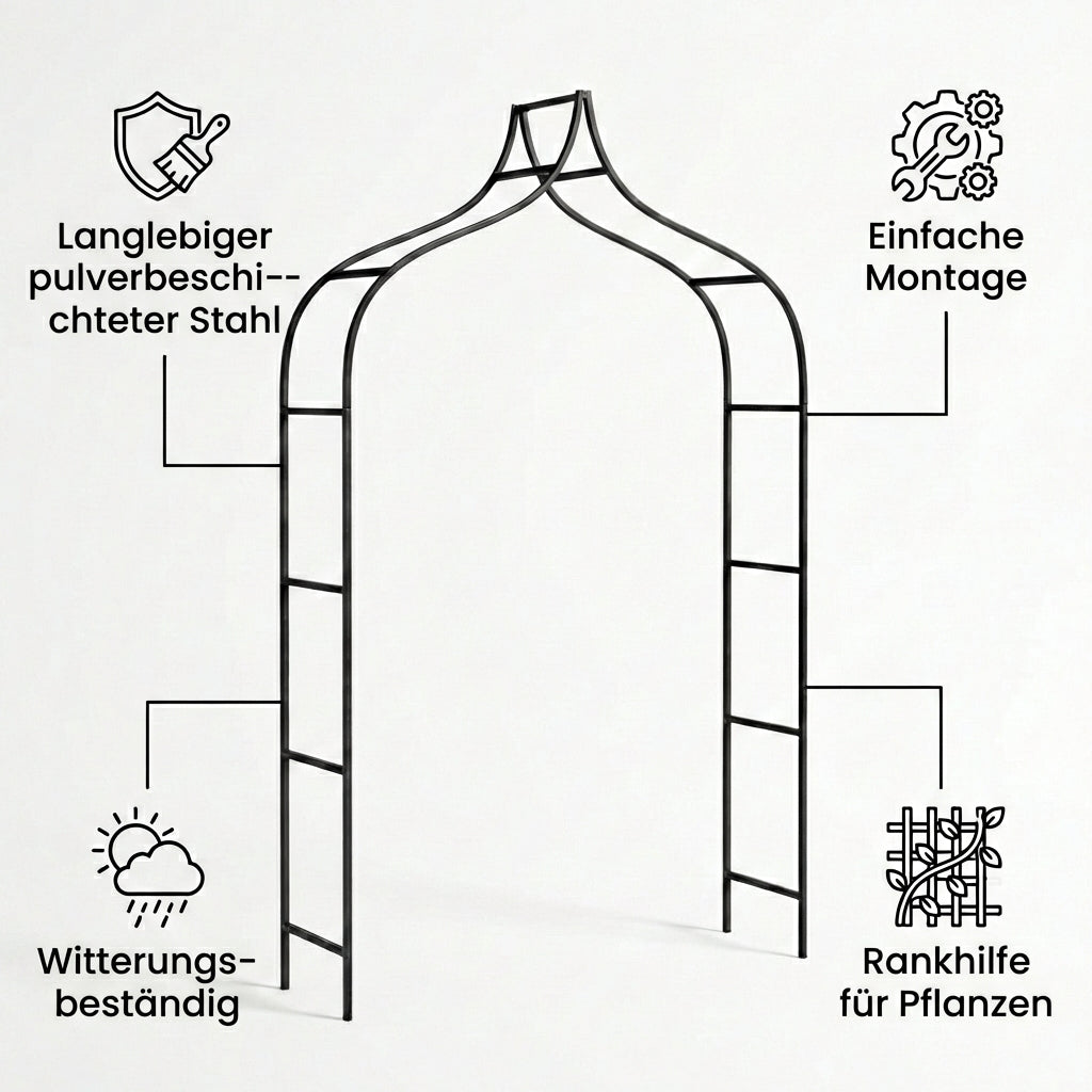 Metall Gartenbogen 240 × 150 cm Schwarz