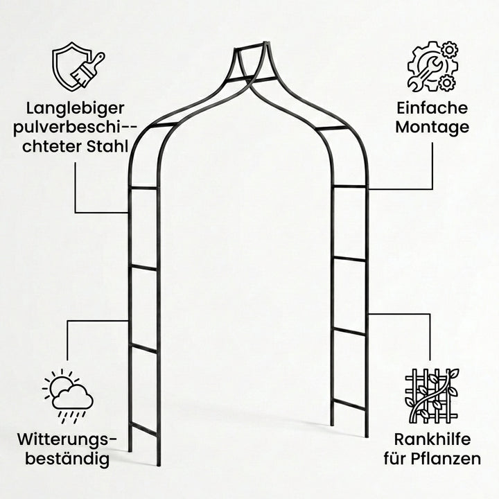 Metall Gartenbogen 240 × 150 cm Schwarz