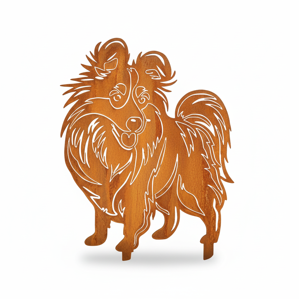 Edelrost Gartenstecker Shetland Sheepdog – Hundesilhouette aus Metall, 31 cm