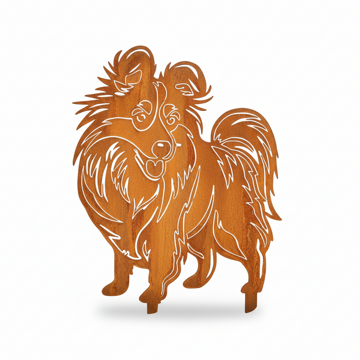 Edelrost Gartenstecker Shetland Sheepdog – Hundesilhouette aus Metall, 31 cm
