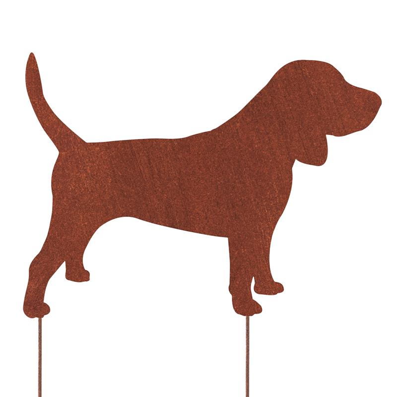 Edelrost Gartenstecker Beagle – Hundesilhouette aus Metall