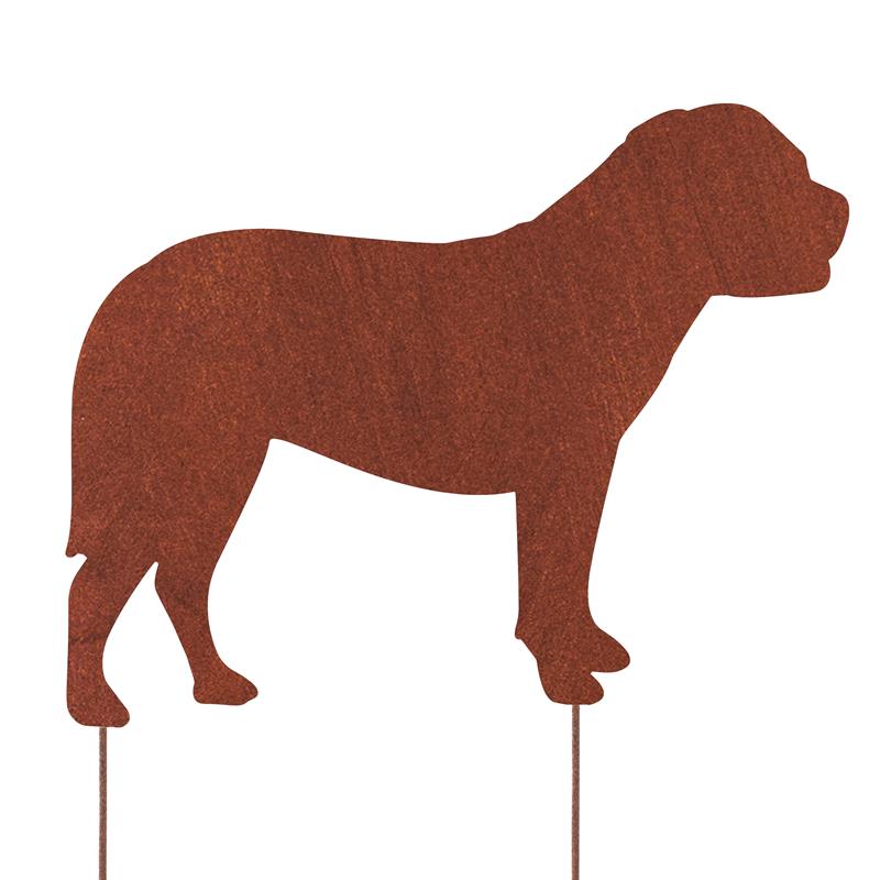 Edelrost Gartenstecker Bullmastiff – Hundesilhouette aus Metall