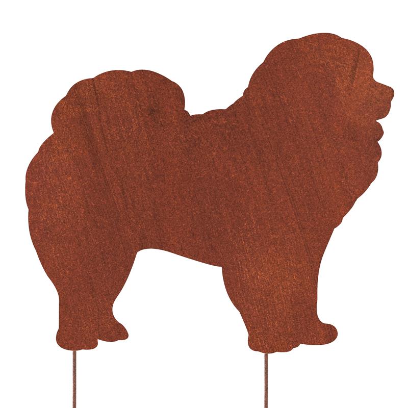 Garten Dekoration Chow Chow Gartenfigur – Hundesilhouette aus Metall in Rostoptik