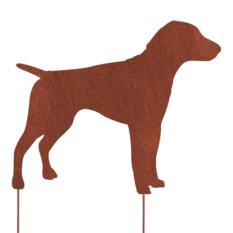 Deutsch Kurzhaar Vorstehhund Gartenfigur – Hundesilhouette aus Metall in Rostoptik