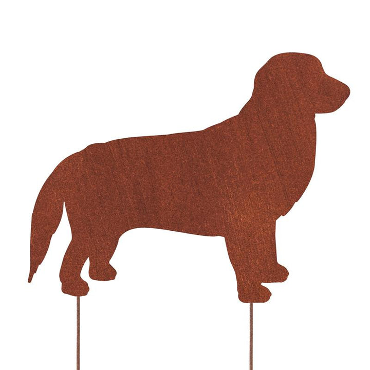 Golden Retriever Gartenfigur – Hundesilhouette aus Metall in Rostoptik