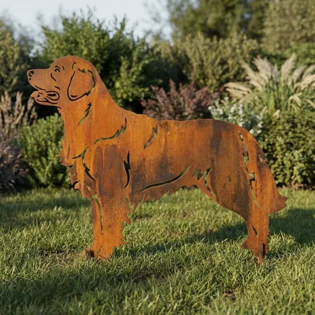 Edelrost Gartenstecker Golden Retriever V2 – Hundesilhouette aus Metall