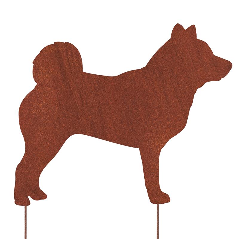 Shiba Inu Gartenfigur – Hundesilhouette aus Metall in Rostoptik