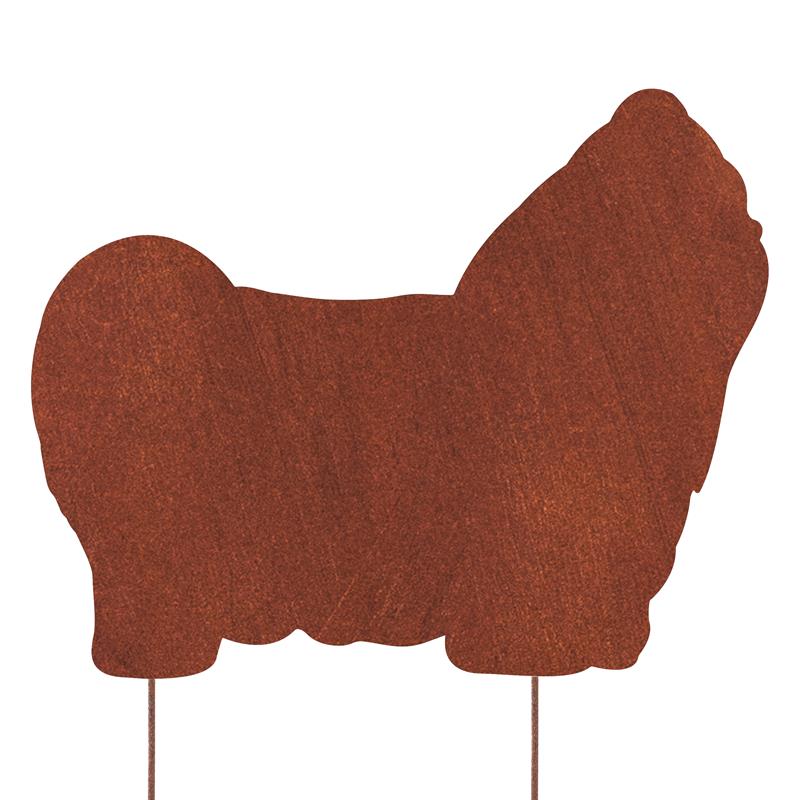Shih Tzu Gartenfigur – Hundesilhouette aus Metall in Rostoptik