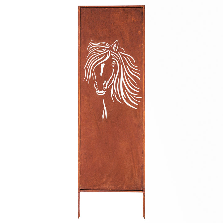 Sichtschutz Gartenpaneel Metall – Motiv Pferd, 160 × 50 cm