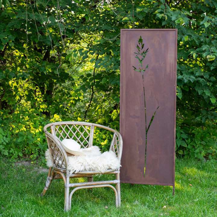 Sichtschutz Gartenpaneel Metall – Motiv Strauch, 160 × 50 cm