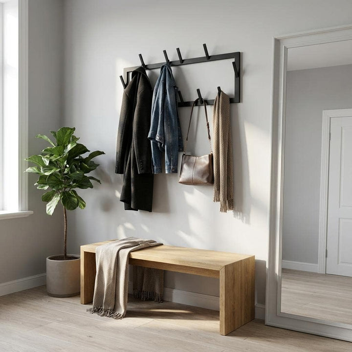 Wandhakenleiste aus Metall Schwarz – Moderner Wandhaken für Flur und Garderobe