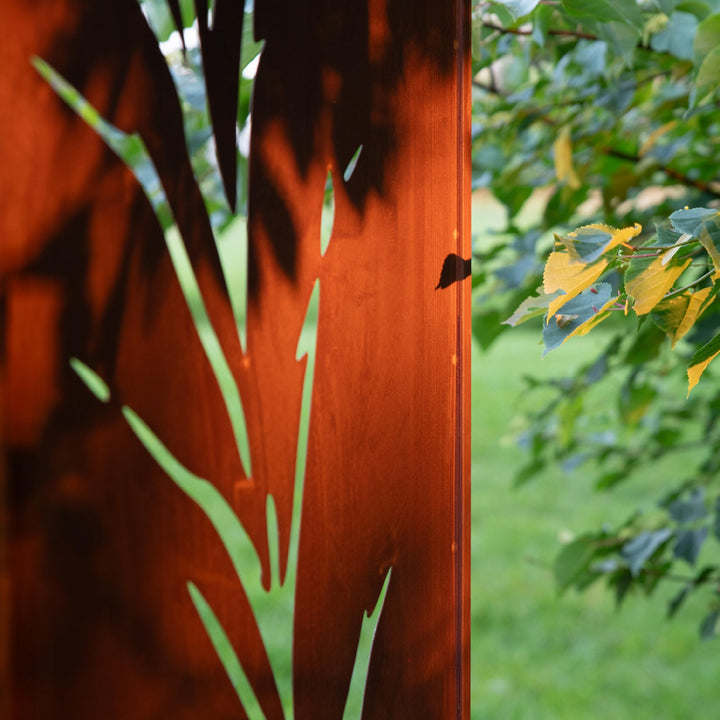 Sichtschutz Gartenpaneel Metall – Motiv Gras, 160 × 50 cm