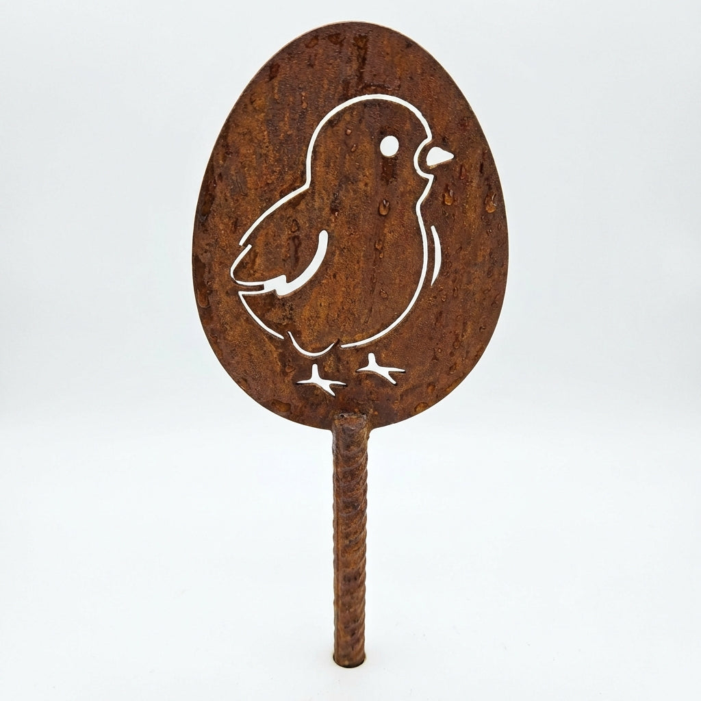 Edelrost Osterdeko Osterei mit Küken 20 × 6 × 1 cm, 1 cm