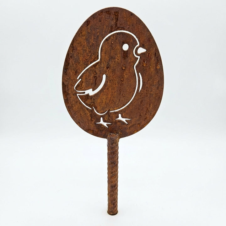 Edelrost Osterdeko Osterei mit Küken 20 × 6 × 1 cm, 1 cm
