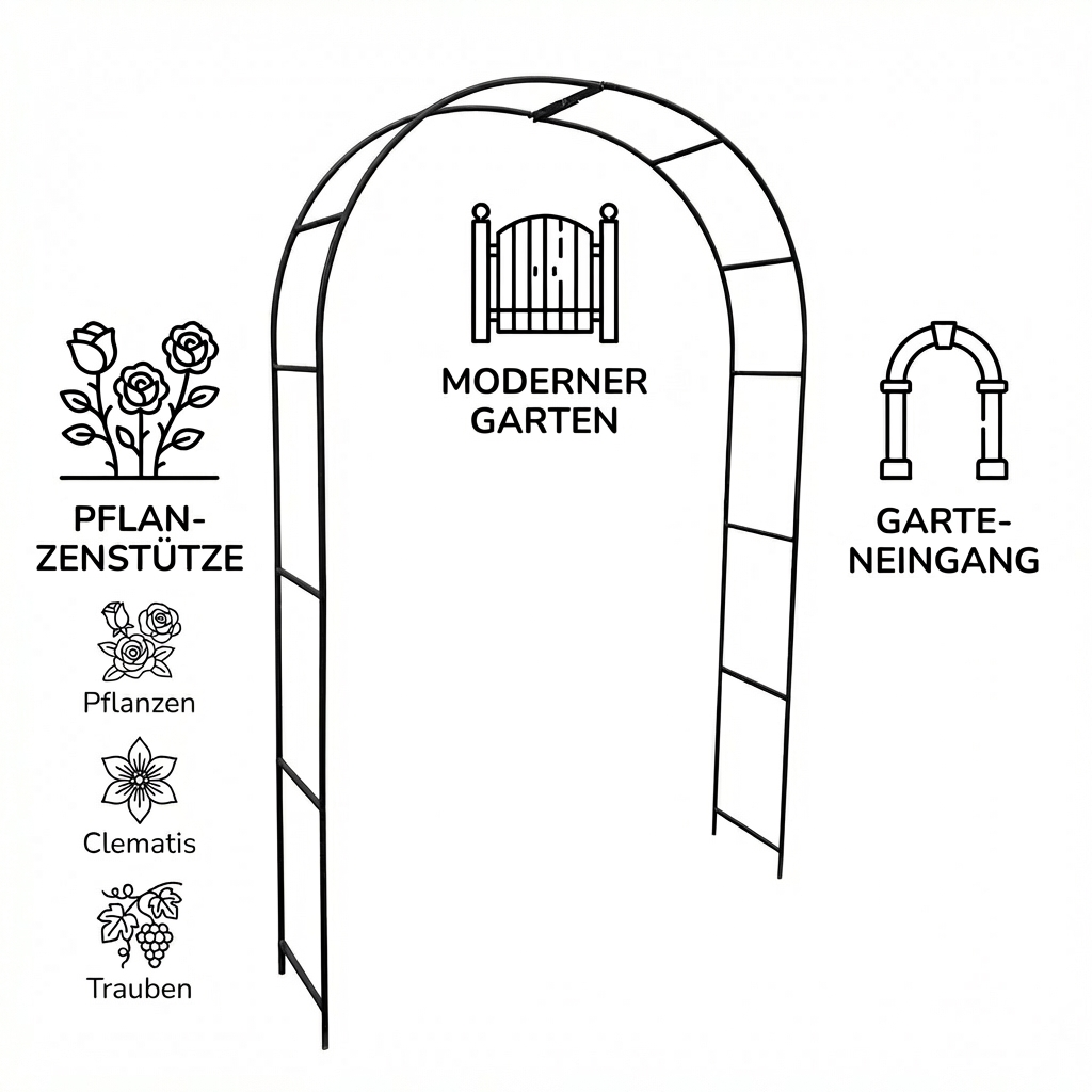 Rosenbogen Pergola aus Metall – Rankhilfe für Garten, 220 cm