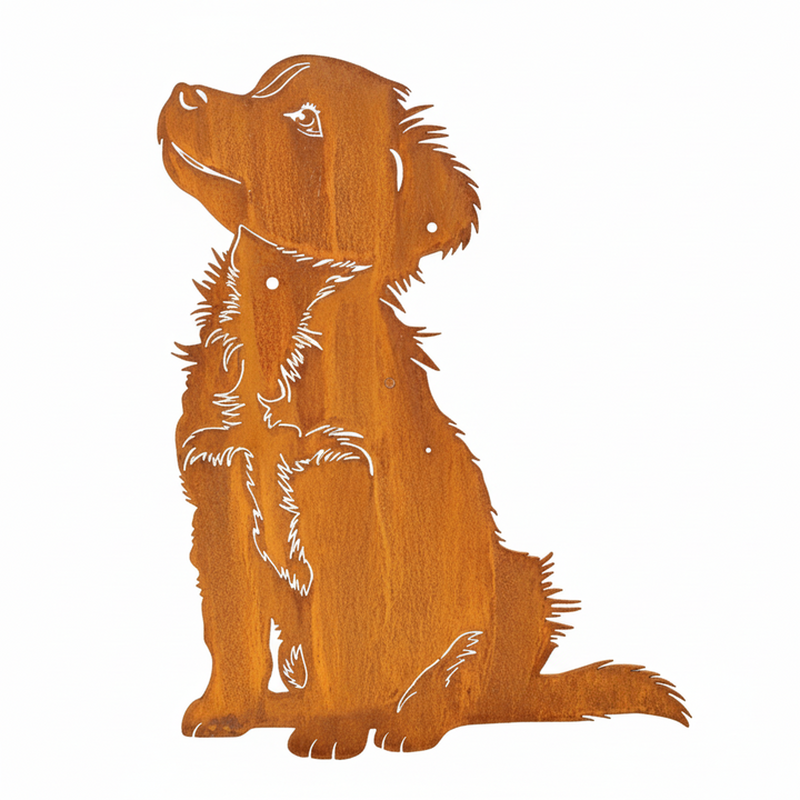 Edelrost Gartenstecker Australian Shepherd – Hundesilhouette aus Metall, 40 × 30 cm