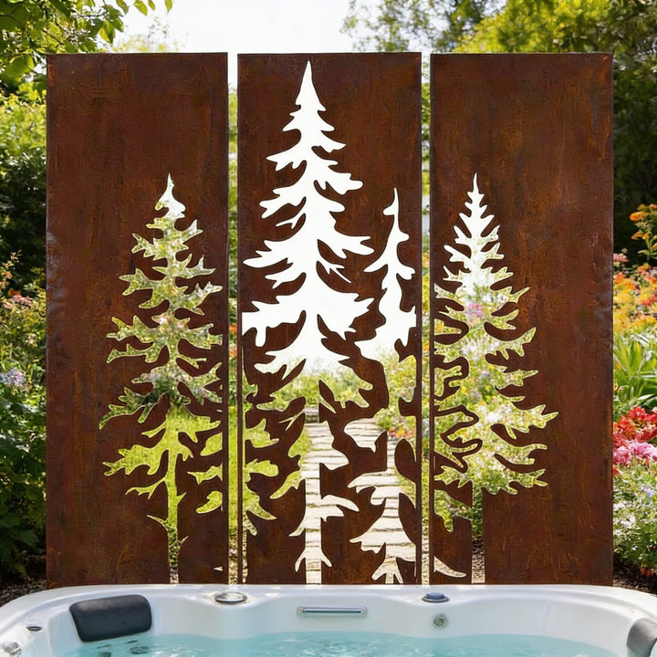 Sichtschutz Gartenpaneel Metall – Motiv Baum, 160 × 50 cm