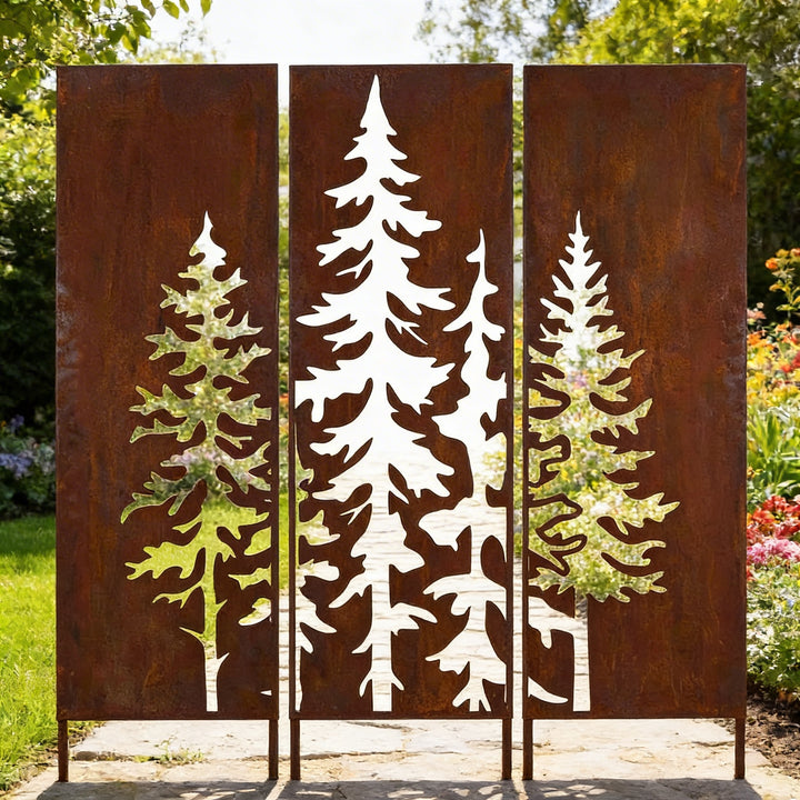 Sichtschutz Gartenpaneel Metall – Motiv Baum, 160 × 50 cm