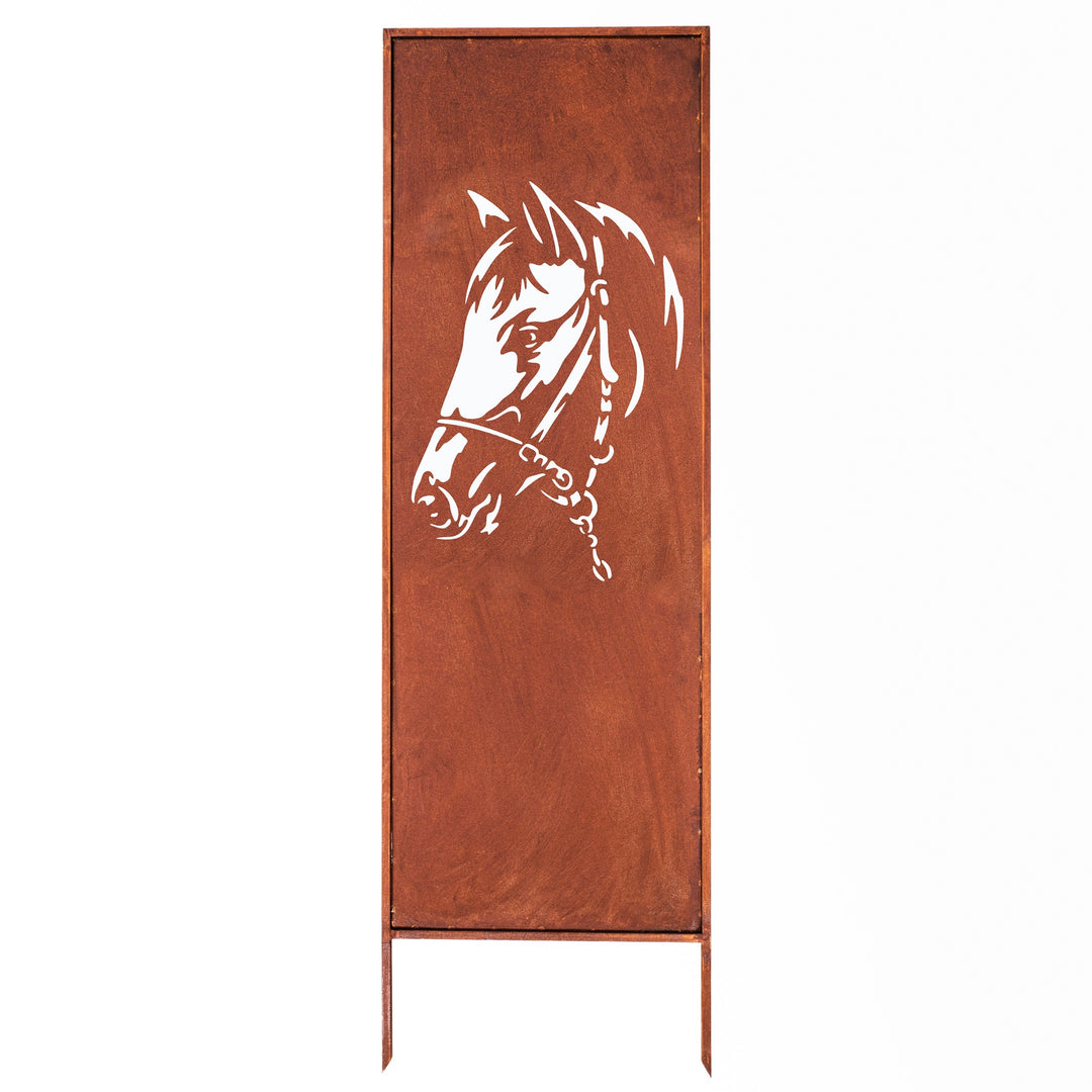 Sichtschutz Gartenpaneel Metall – Motiv Pferd, 160 × 50 cm