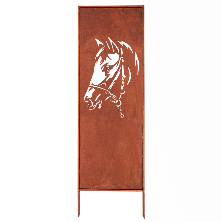 Sichtschutz Gartenpaneel Metall – Motiv Pferd, 160 × 50 cm